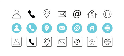 Web icon collection. Business card contact information icon. vector illustration
