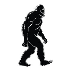Obraz premium Bigfoot Silhouette, Vector, Icon, Logo, White Background.
