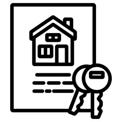 부동산 계약과 열쇠 아이콘