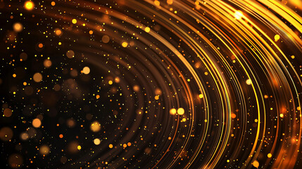 Naklejka premium Golden Trails of Light in the Dark Sparkle Swirl Abstract Glowing Bokeh Background Decorative Texture