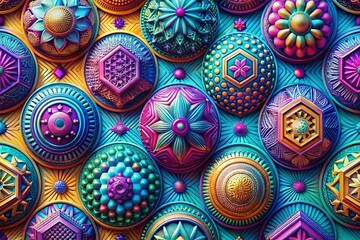 Tech Ornament Pattern: Abstract Geometric Background with Rough Texture