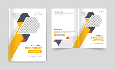 Corporate business brochure cover page annual report book cover corporate business profile design template yellow color abstract creative elegant modern bi fold magazine design layout
