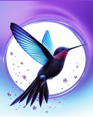 Obraz premium Fantasy world. Colorful hummingbird. Abstract digital illustration.