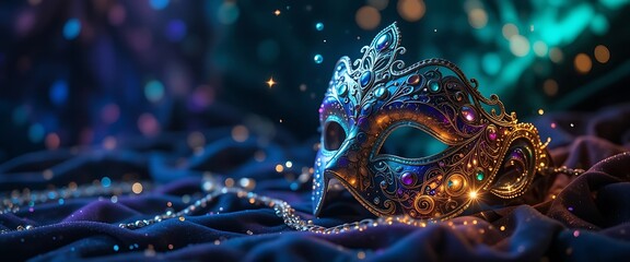 Elegant Venetian Masquerade Mask on Dark Fabric