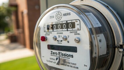Electric meter displaying usage readings with focus on energy conservation.