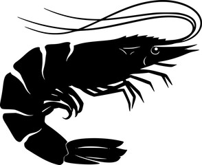 Cartoon shrimp silhouette vector art illustration white background, Lobster silhouette icon
