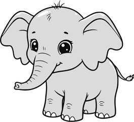 Fototapeta premium Elephant cartoon page cute animals vector illustration 