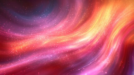 Obraz premium Abstract swirling vibrant red, orange, pink, and purple light streaks with sparkles.