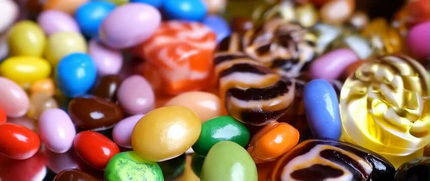 Anamorphic video of Colorful candies background