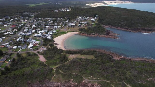 Boat Harbour Beach With Turquoise Ocean In New South Wales, Australia - Aerial Drone Shot