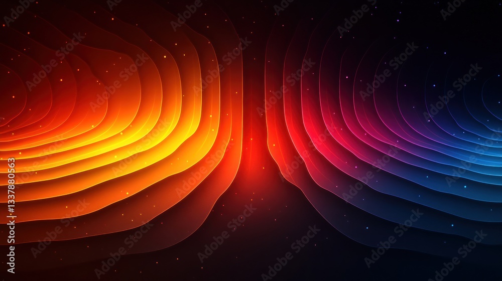 Aufkleber abstract vibrant color layers with dark background.
