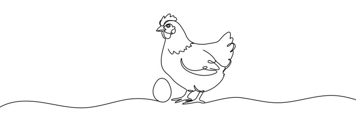 Single continuous line drawing a mother hen chicken. Hand drawn Editable stroke