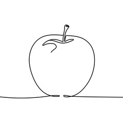 Apple continuous line drawing, Hand drawn Editable stroke