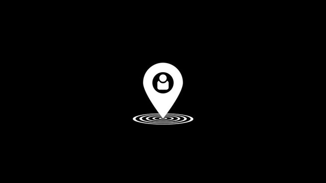 Map pointer with pin icon animated on white contact and location icon animation in 4k motion.