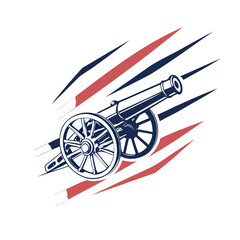 Fototapeta premium Old cannon silhouette Vector illustration Isolated on a transparent background