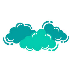 This image features three cartoon clouds with gradient colors and a happy smiling face.