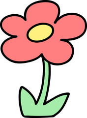 Cute elements, pink hearts, flowers	
