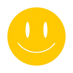 This image depicts a simple yellow circle with a smiling face representing happiness and positivity.