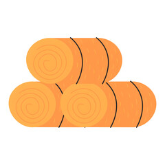 This image shows six hay bales stacked together, likely harvested from a field for animal feed.