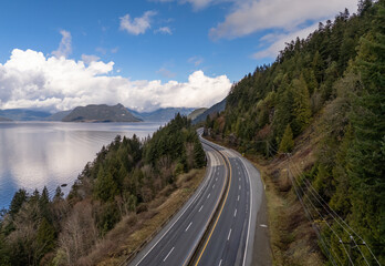 Scenic View of the Sea to Sky Highway Amidst Nature in BC, Canada