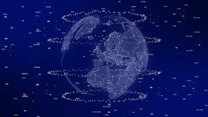 France country emerges on rotating digital globe, surrounded by energy particles, illustrating advanced data analysis in cinematic background - Powered by Adobe