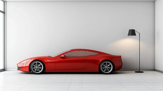 76.Bright and inviting living room with a comfortable gray sofa adorned with patterned cushions, a sleek floor lamp to the side, and a spacious uncluttered wall ready for text overlay.