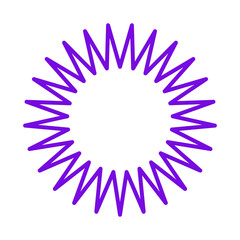 This image displays a purple spiky circular design on a black background, a simple geometric abstraction.