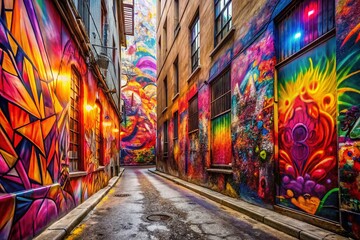Vibrant Colorful Street Art Graffiti Background - Urban Texture
