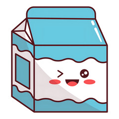 This cartoon illustration showcases a cheerful milk carton with expressive eyes, a friendly smile, and appealing colors.