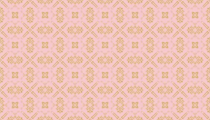 Gold modern minimal floral geometric seamless pattern. Simple vector gold and pink abstract