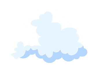 The image depicts a simple cartoon illustration of a fluffy, white and blue cloud floating in the sky.