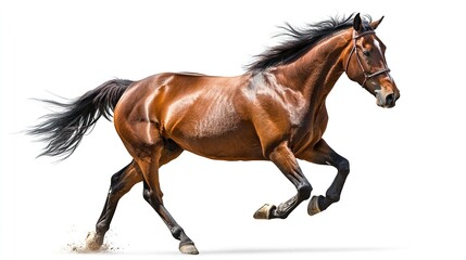 Obraz premium Bay sport horse isolated on white background 