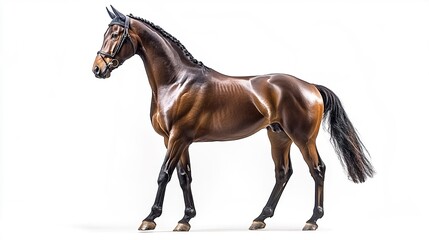 Obraz premium Bay sport horse isolated on white background 