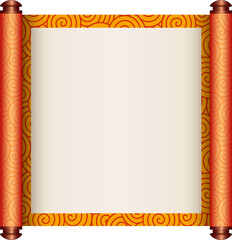 Chinese Traditional Scroll, Elegant Oriental Banner with Classic Patterns, suitable for various Oriental and Chinese-style designs, as well as festivals and celebrations.