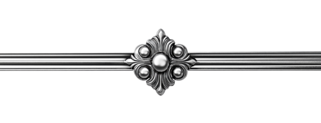Silver decorative bar isolated on a transparent background