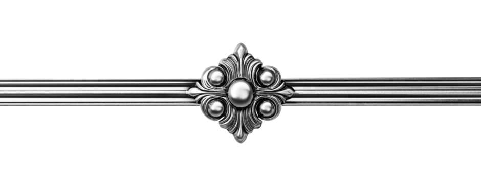 Silver decorative bar isolated on a transparent background