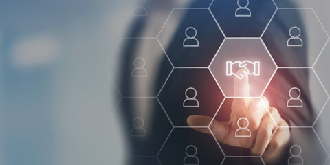 Business ecosystems and partnerships concept. Deal and agreement. Teamwork and business...