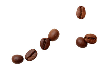 Coffee beans isolated white background.