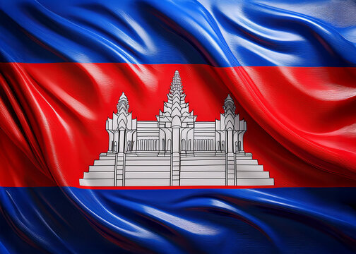Cambodia National flag in close up, part 5