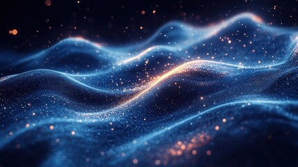 Abstract Blue and Orange Particle Wave
