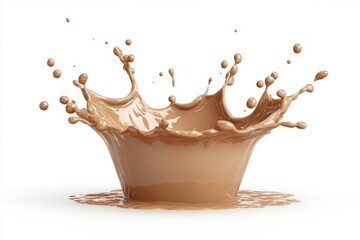 An isolated design element featuring a splash of liquid bronze metal with droplets in dynamic wave motion, set against a white background for creative projects