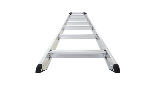 Metal staircase isolated on a white background, created with Generative AI technology, PNG - Powered by Adobe