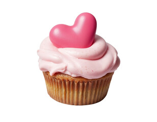 pink cupcake isolated on white