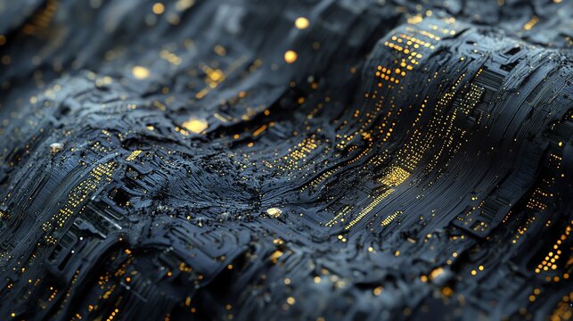 Abstract Circuit Board Texture with Gold Light Design for Technology Backgrounds
