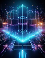 Futuristic metaverse digital cubes block technology network connection concept,