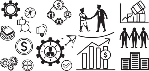 vector icons representing people business and web symbols