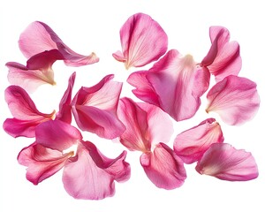 flying pink petals isolated on Png background