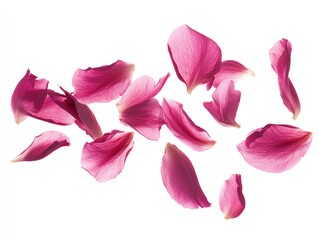 flying pink petals isolated on Png background