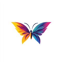 Vibrant Rainbow Butterfly Design, a Modern Artistic Creation. Bold Colors, Intricate Wings. Nature Inspired Art.