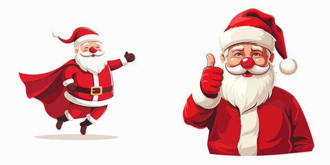 Cheerful Santa Claus characters in festive red outfits vector jollily spread holiday spirit and deliver gifts with glee.